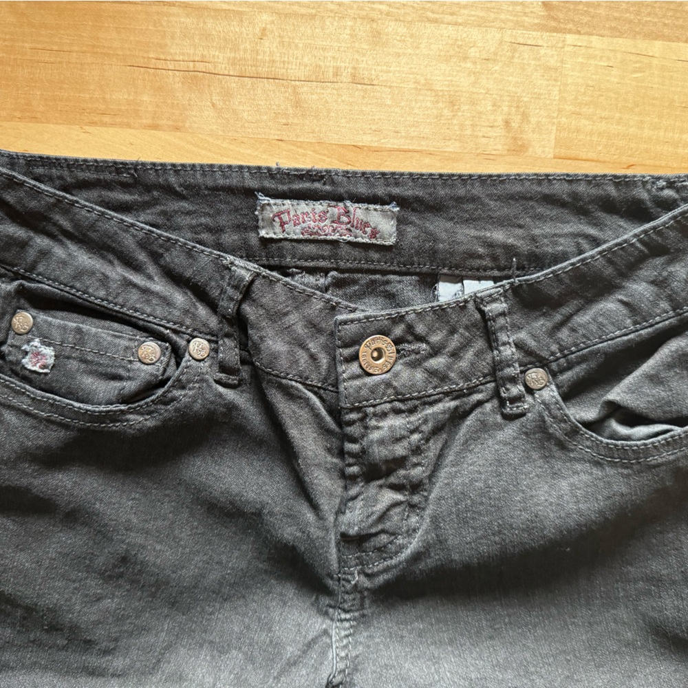 Paris Blues Women's Straight Leg Jeans- black denim